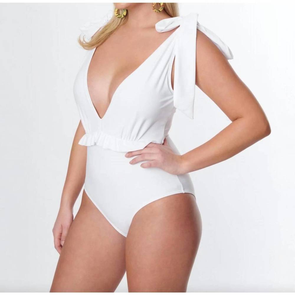 NEW UNIQUE VINTAGE plunge one piece swimsuit in white